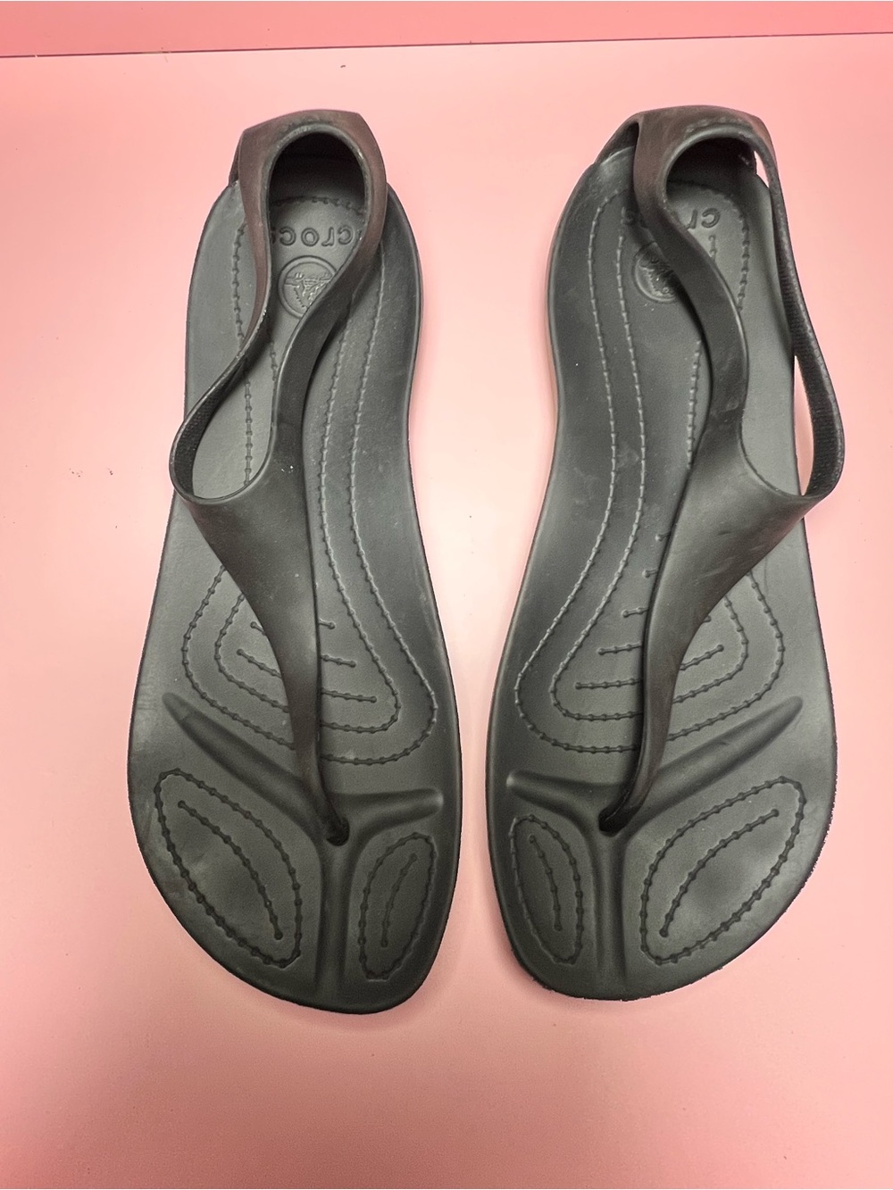 CROCS Black Slingback Thong Sandals